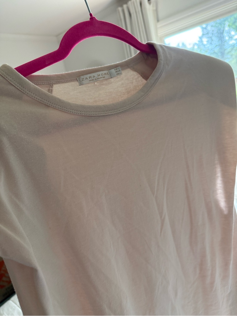Zara 100% Cotton Blush Padded Shoulder Crewneck Women’s Top
